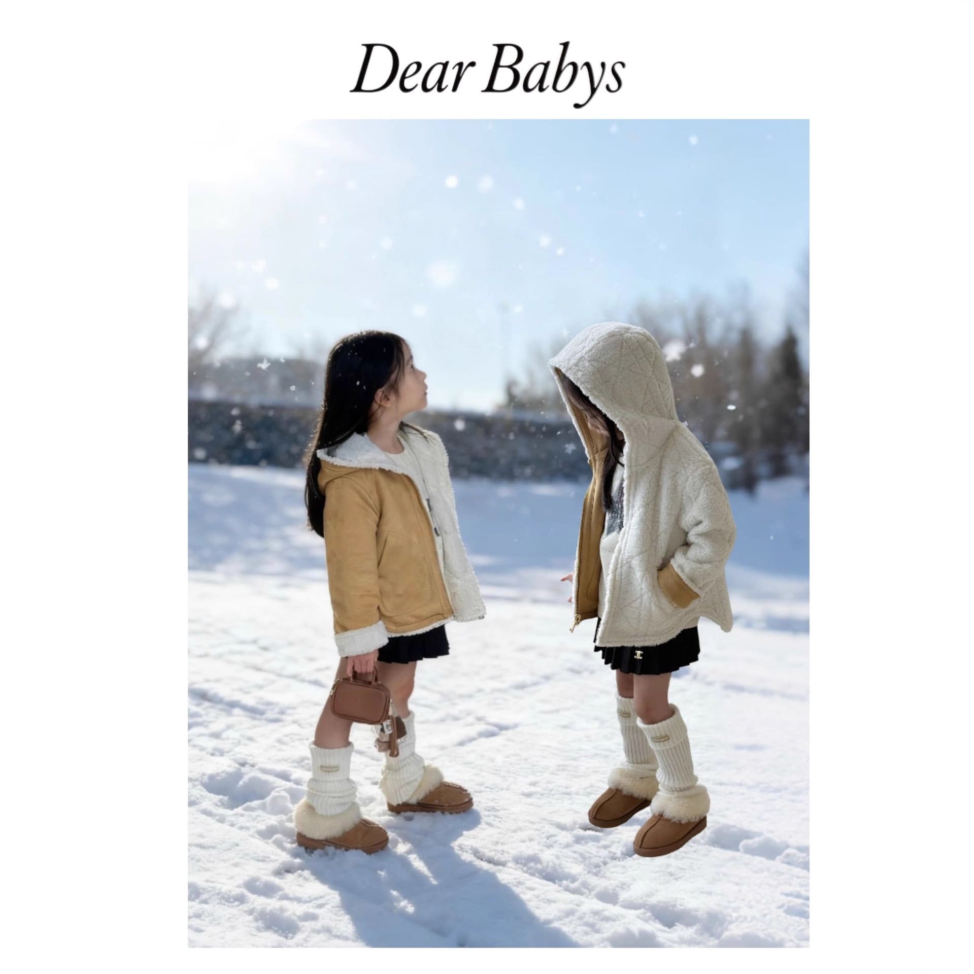 DEAR BABYS 25 Girls' Autumn/Winter [Double-Sided Jacket with Bee Embroidery, Lambswool, and Suede]