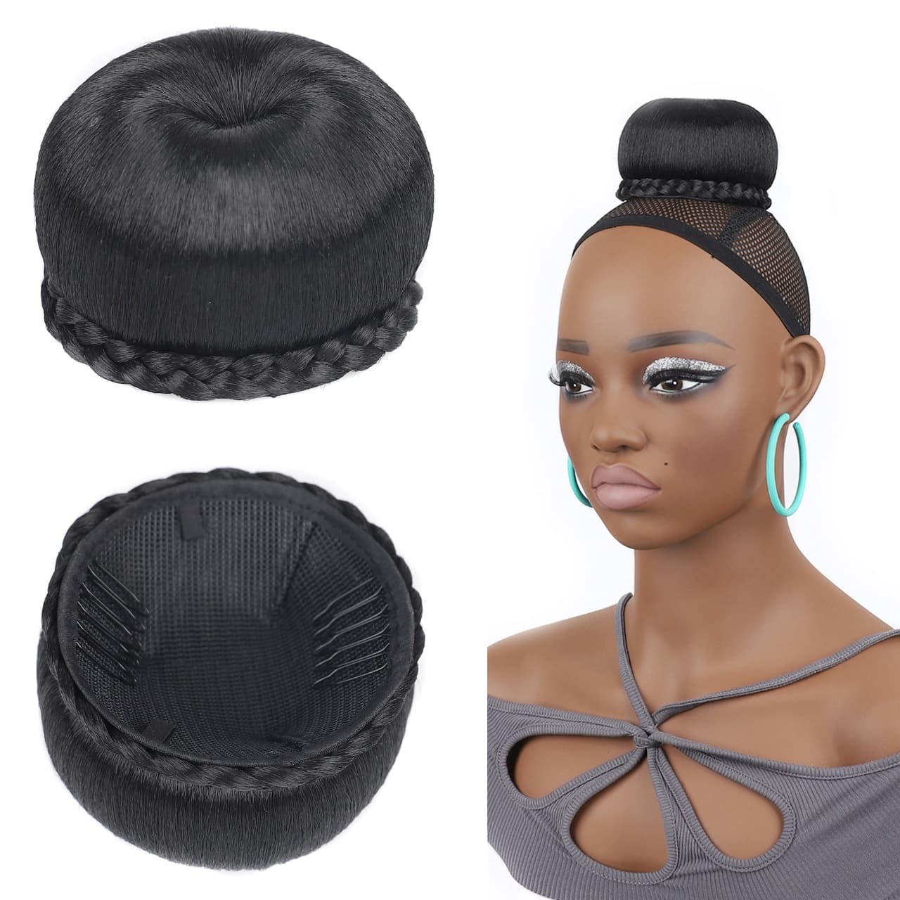 Small Apple Bun Wig Hair Bun Braid Vintage Retro Bun Hairpiece