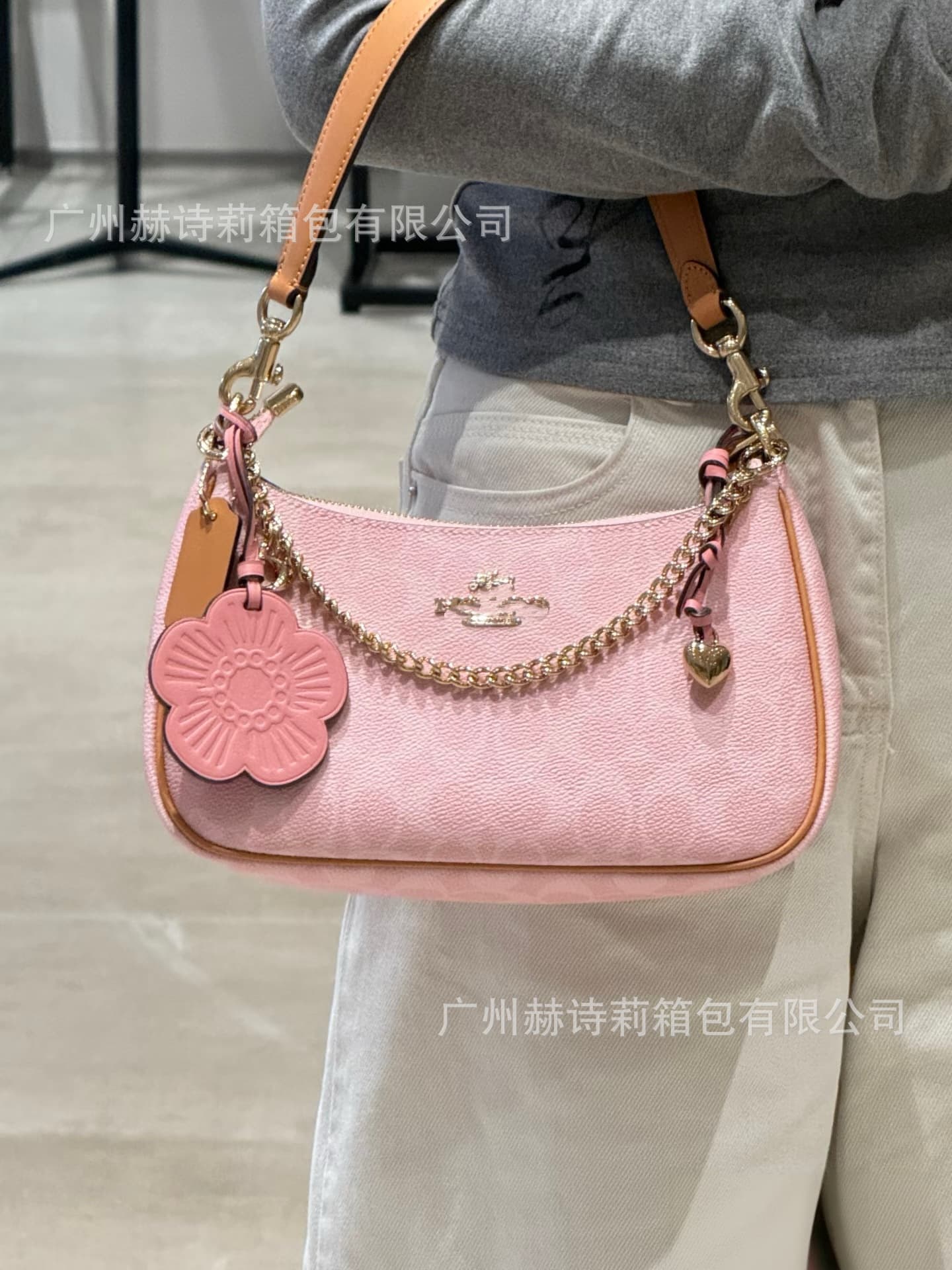 Koujia New Teri25 Genuine Leather Underarm Bag European and American Retro Print Chain Mahjong Bag Handheld Crossbody Shoulder Bag