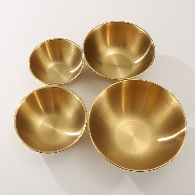 Stainless Steel Korean Style Cold Noodles Salad Bowl Soup Bowl Large Golden Bowl Rice Stir-Fry Bowl Cap Bowl Home Use