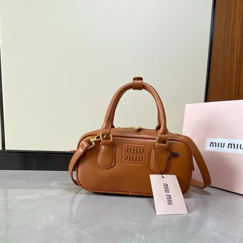 Miu Miu New Small Boston Bowling Pillow Bag, Fashionable and Versatile Handheld, Shoulder, and Crossbody Small Square Bag for Women