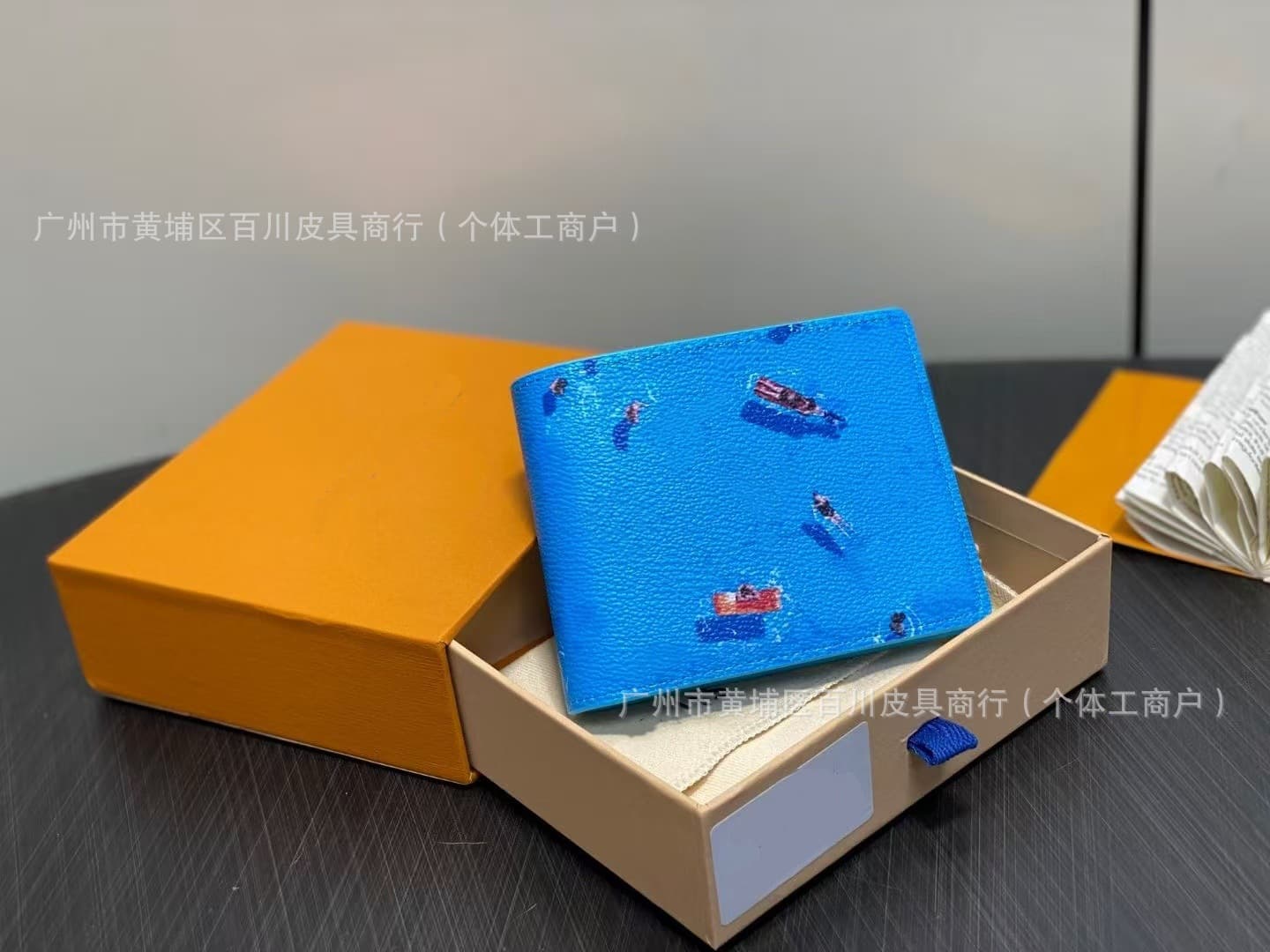 Genuine Leather Short Wallet Summer Vacation Series Print Designer-Style Card Holder Coin Purse