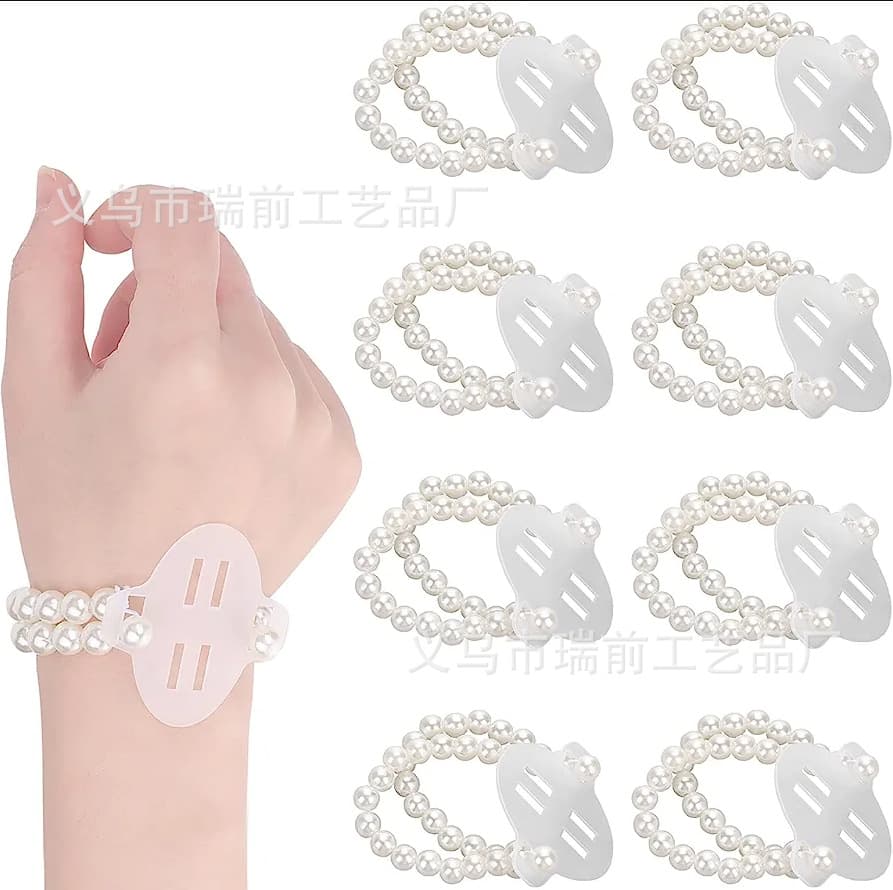 Bride bridesmaid pearl wrist flower bracelet pearl chain wrist flower holder pearl lace trim flower base wedding supplies