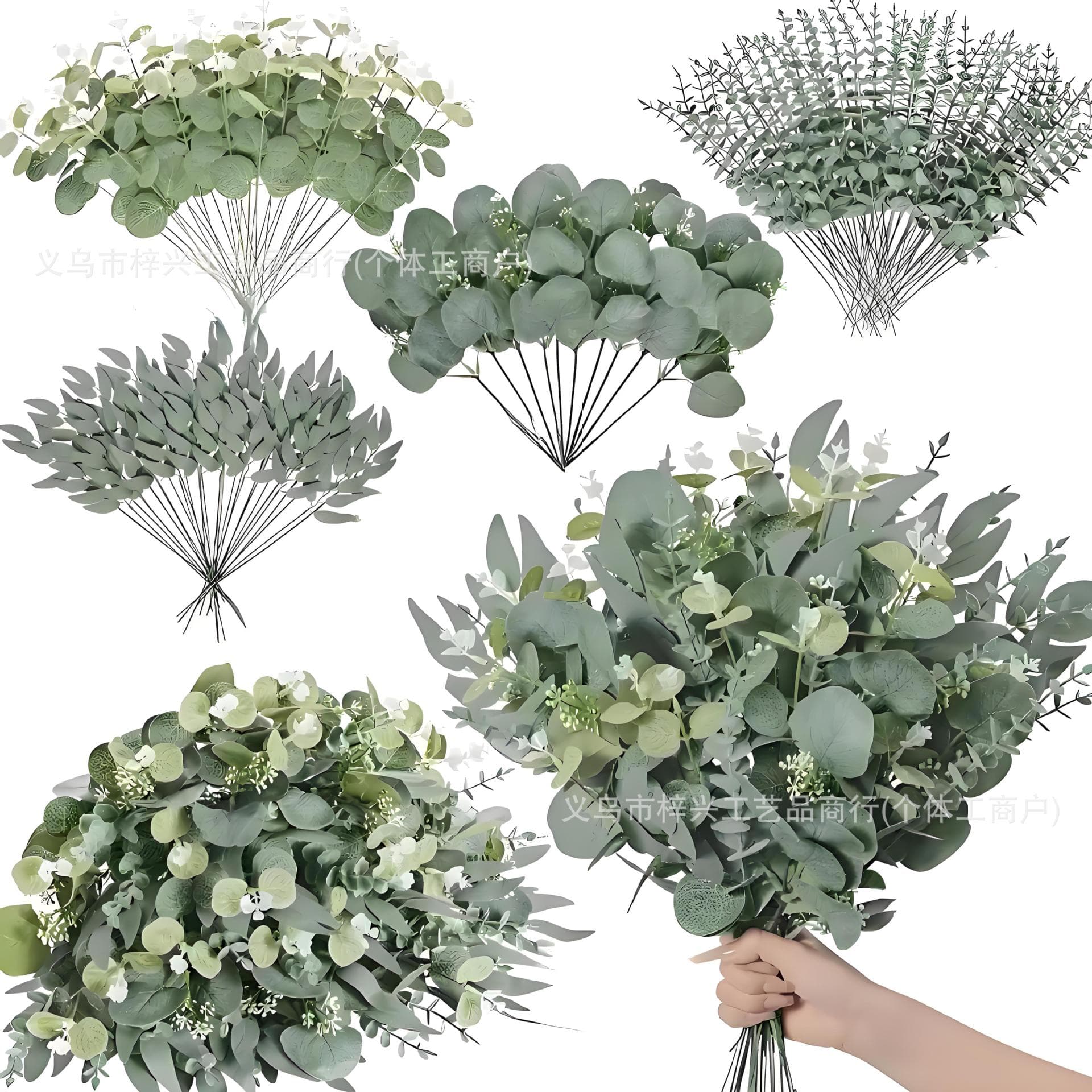Amazon Cross-Border Eucalyptus Ins Style Faux Leaves Artificial Flowers Green Plant Money Leaf Wedding Flower Arrangement Accessories