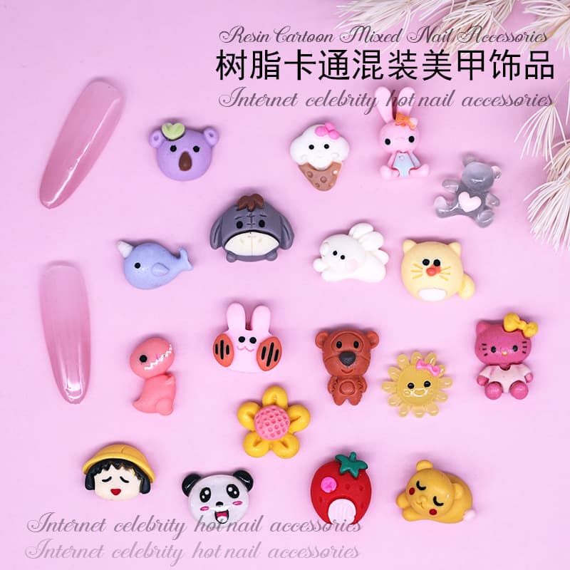 Cartoon nail art accessories clearance wholesale resin animal nail accessories random mixed DIY wearable nail accessories