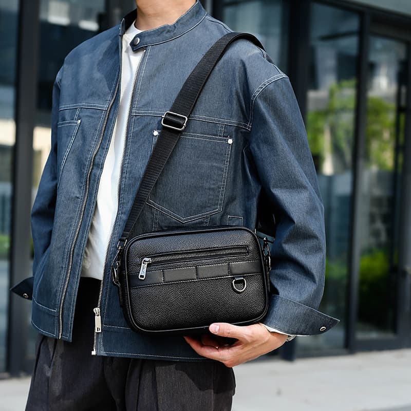 Men's Crossbody Bag Checkered New Korean Style Casual Shoulder Bag Street Fashion Small Sling Bag Cross-border Wholesale