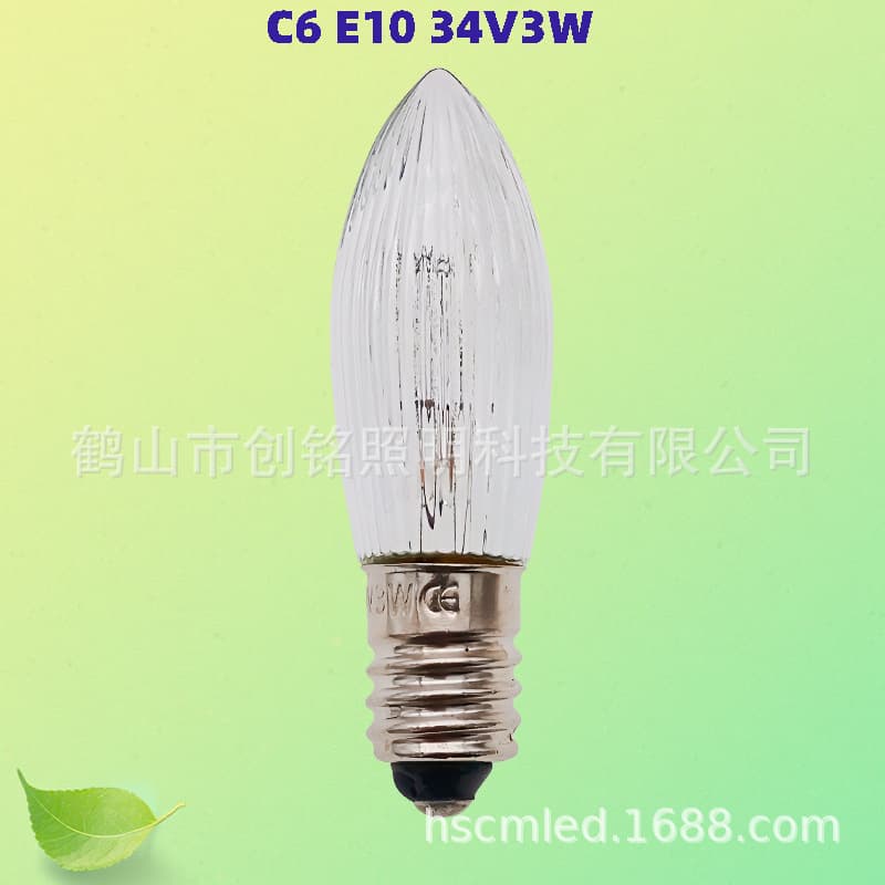 C6 Full Pattern E10 34V 3W CE Certified Olive-shaped Christmas String Decorative Bulbs - Cross-border Source Factory