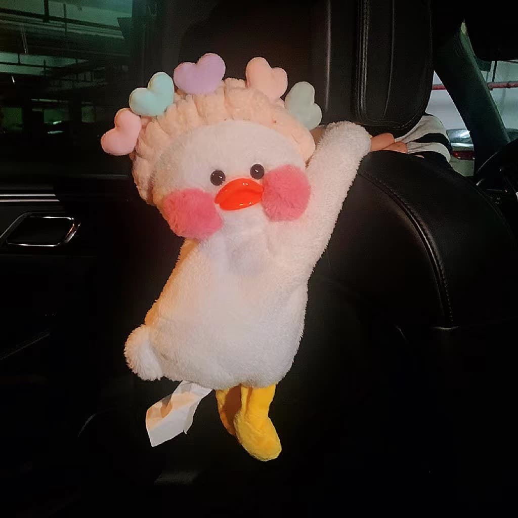 Creative Duck Car Interior Decoration Paper Box Holder Bag Handrail Mounted Cartoon Design Vehicle Storage Accessories
