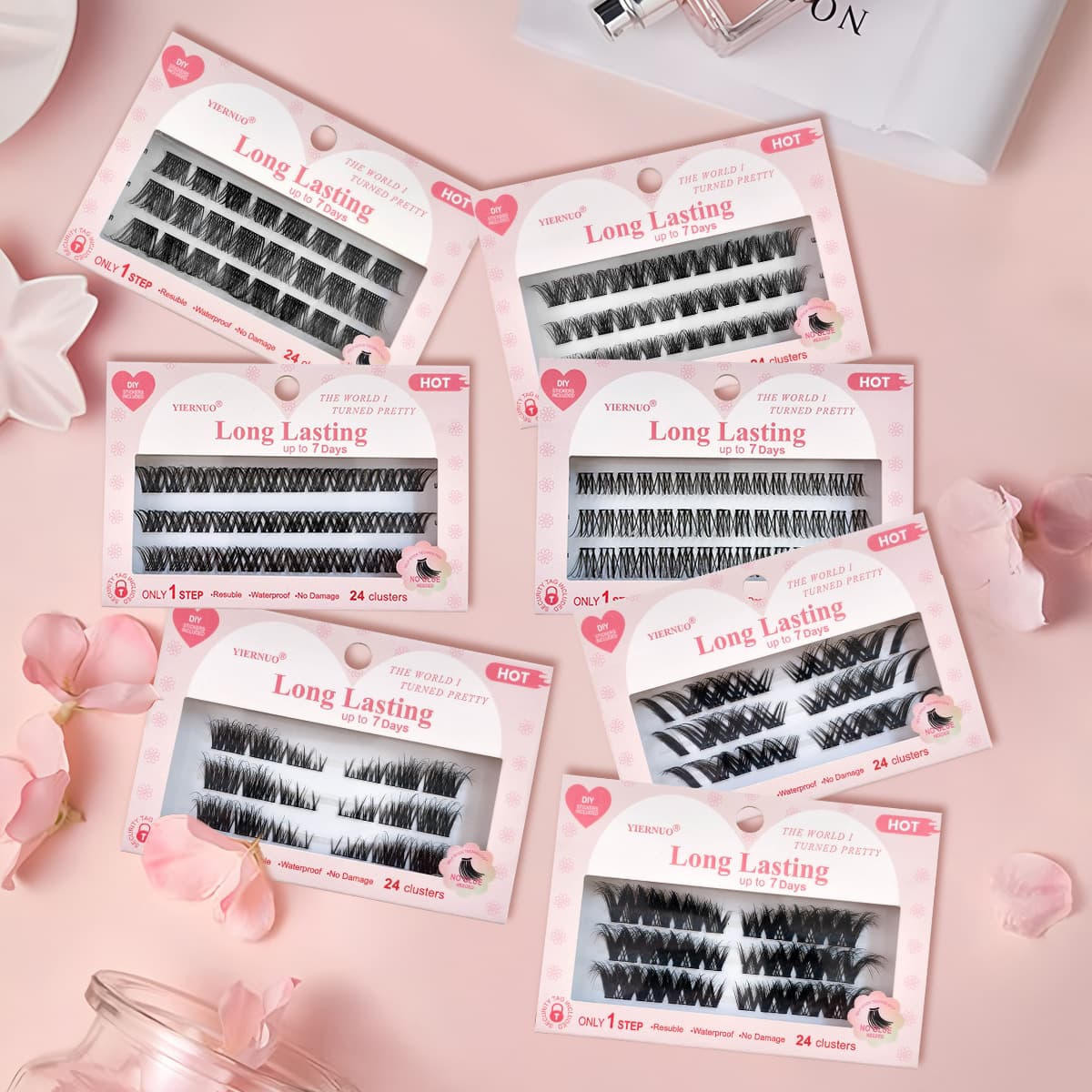 Top-adhesive self-adhesive false eyelashes with W-shaped glue strip, customizable packaging, ultra-fine stem, natural segmented singles
