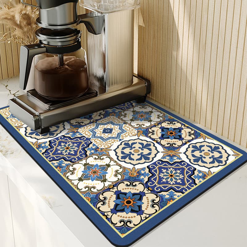 American-style kitchen drain mat, bar countertop absorbent quick-drying mat, heat-resistant coffee machine mat, stain-resistant and easy-to-clean placemat