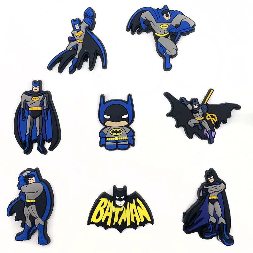 8-Pack Cartoon Batman Series Croc Shoe Charms Decorative Buttons, Personalized DIY Garden Shoe Accessories for Students