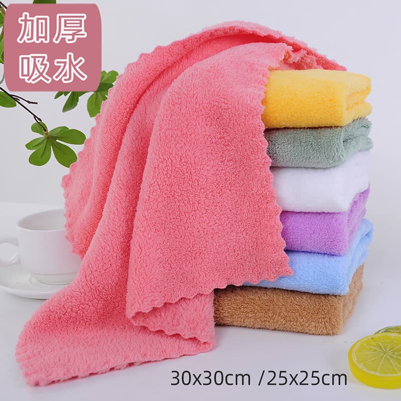 Cut-edge Warp-Knit Coral Fleece Small Towel 30x30, Children's Towel, Absorbent Soft Cloth, Baby Face Wiping Small Towel