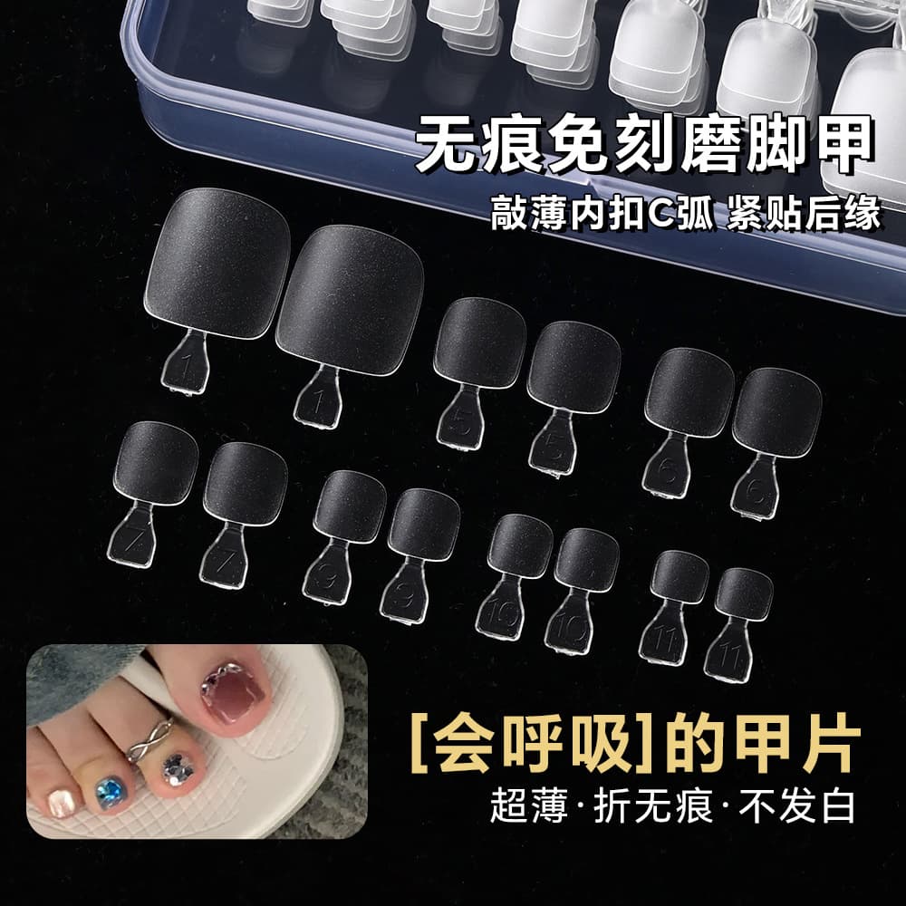 Ultra-Thin Manicure and Foot Nail Patches for Wearable Nail Salons, No Engraving and Grinding, Transparent Full-Foot Toe Nail Patches