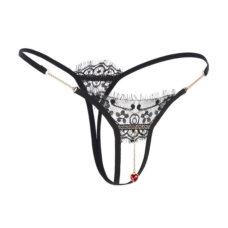 Sexy lingerie classic lace pendant open thong women's temptation home wear underwear