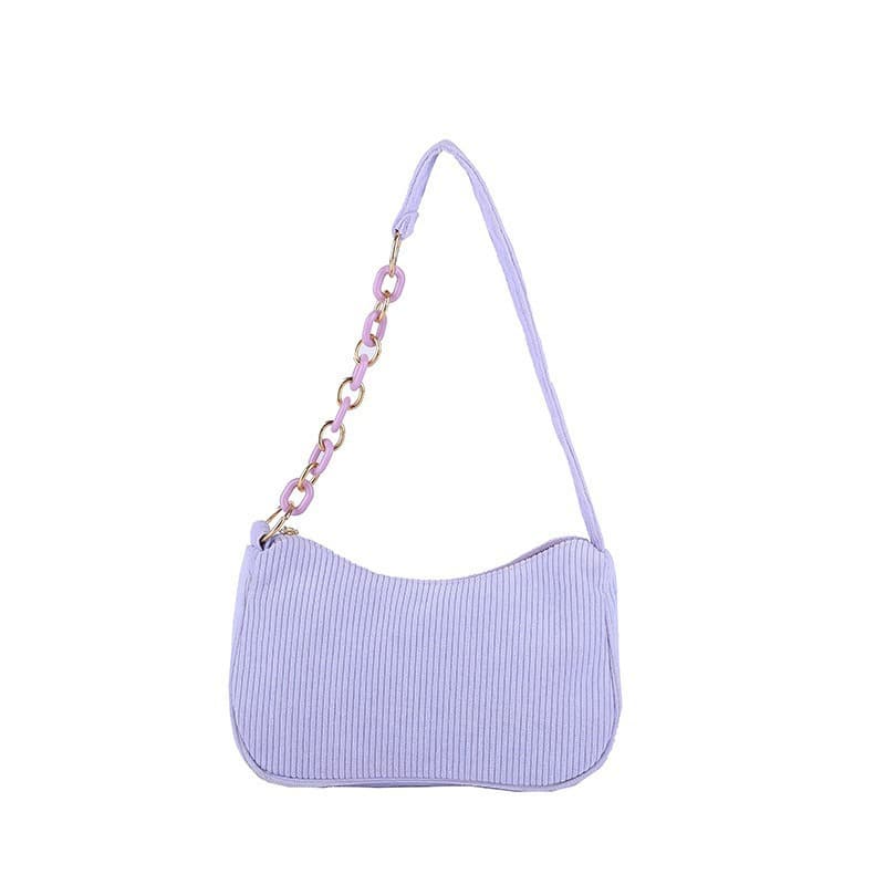Cross-border Corduroy Fashion Chain Shoulder Bag for Women, Stylish and Versatile Simple Underarm Bag, Commuter Portable Crossbody Bag