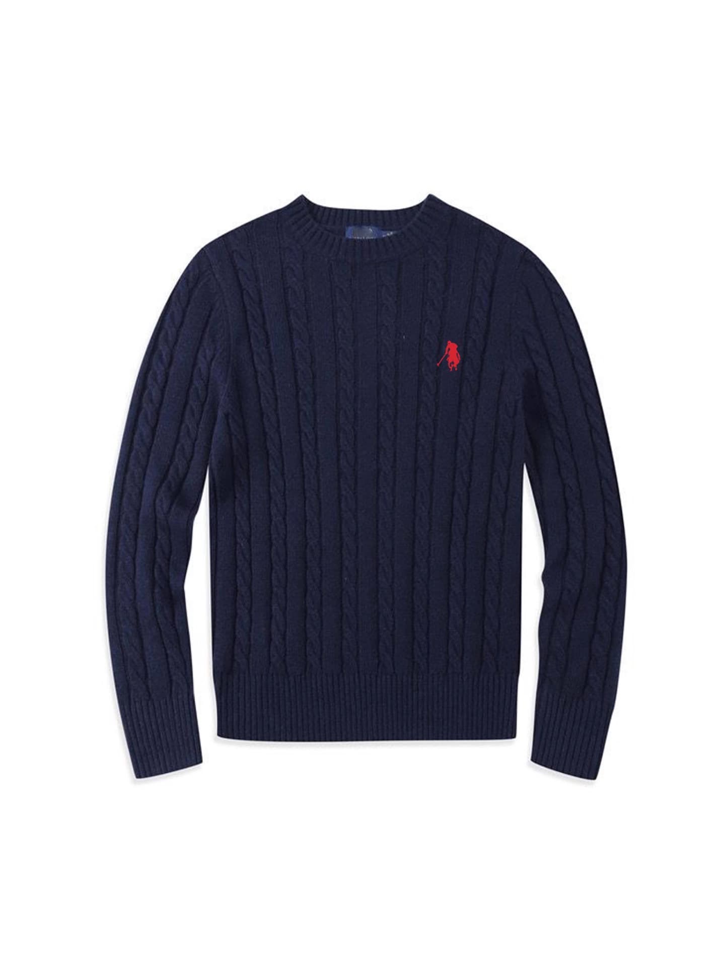 Polo Autumn/Winter Paul Pony Cable-Knit Wool Sweater Casual Men's Knit Pullover Crewneck Long Sleeve