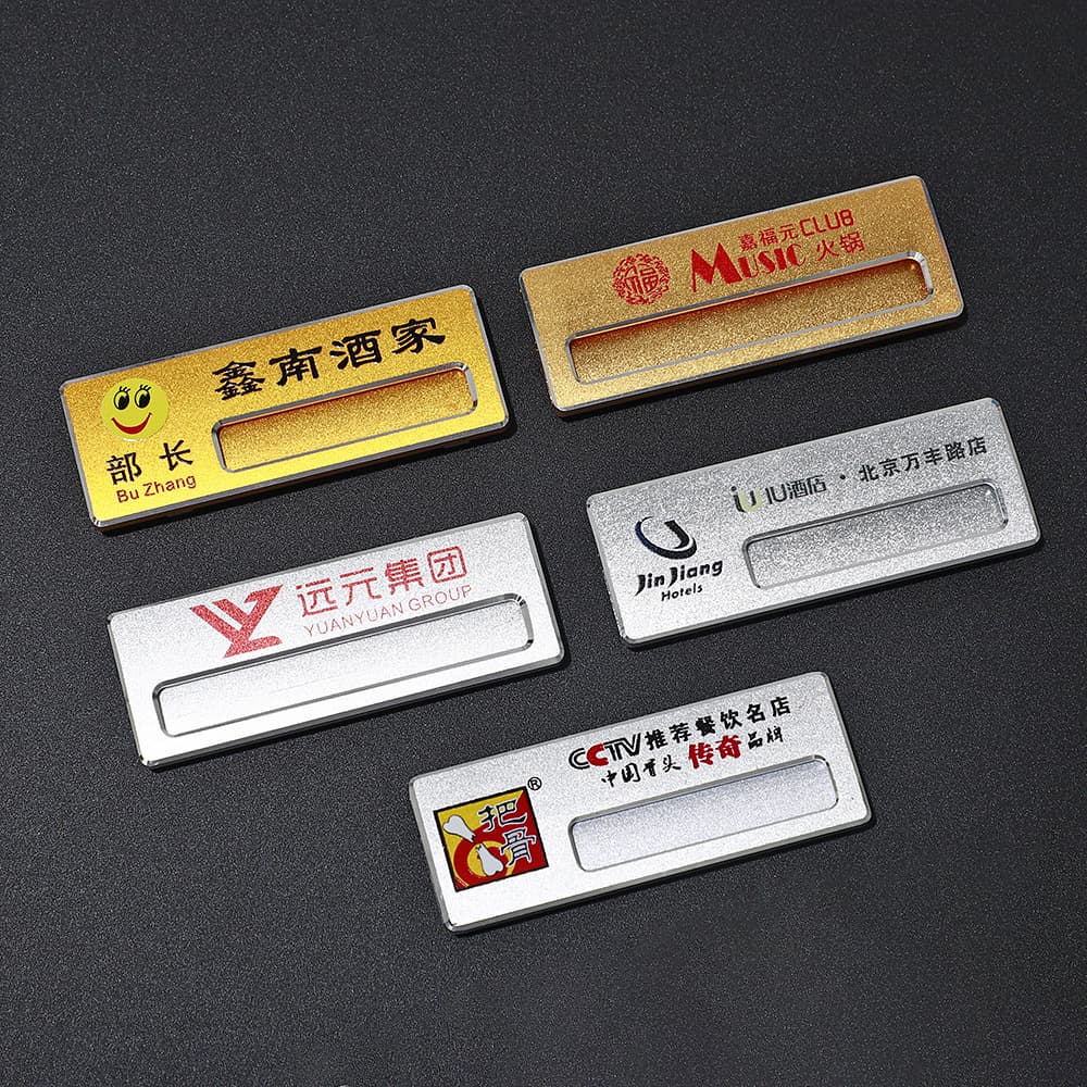 Custom Aluminum Alloy Badge with Pin, Insert Paper ID Badge, Aluminum Slot Magnetic Work Badge