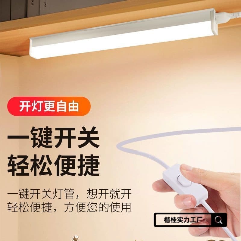 Night light strip: No-drill direct plug tube for bedroom energy-saving desk daylight lamp