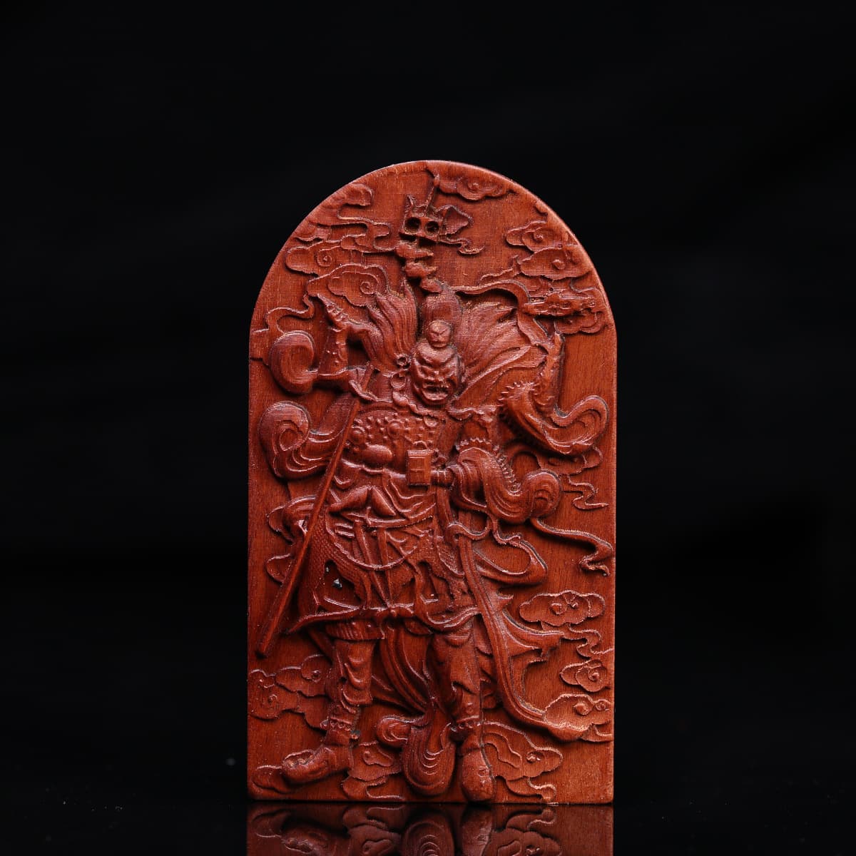 Taoist handmade token, jujube wood relief carving of Marshal Tianpeng, new handmade carved ornament, Taoist item relief.