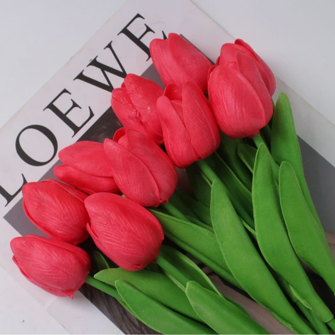 Tulip Artificial Flowers Wedding Bouquet Photography Prop Home Living Room Decoration PU Fake Flowers Wholesale