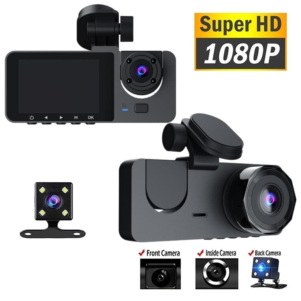 2026 new 1080p three-lens driving car recorder HD WIFI interconnected car driving recorder