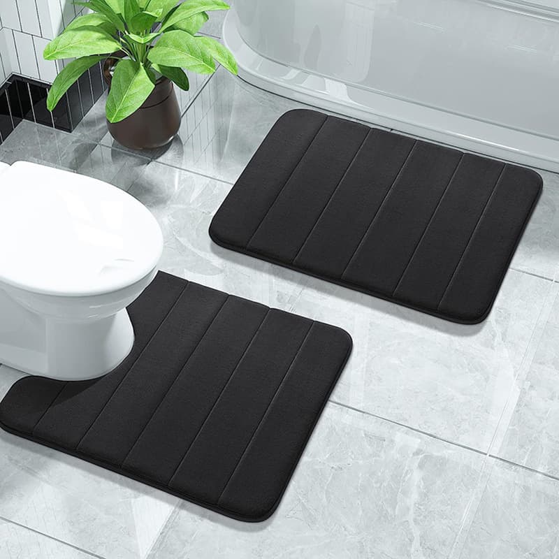 Cross-border Minimalist Thick Coral Fleece Floor Mat Bathroom Absorbent Non-slip Mat Household Toilet 3-Piece Set Foot Mat Stain-resistant Carpet