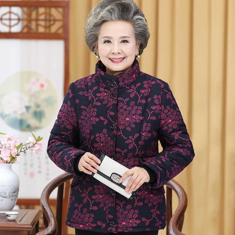Plus-Size Extra Large 100kg Elderly Women's Winter Cotton Coat, Large Size for 60-70 Year Old Grandma, Cotton-Padded with Fleece