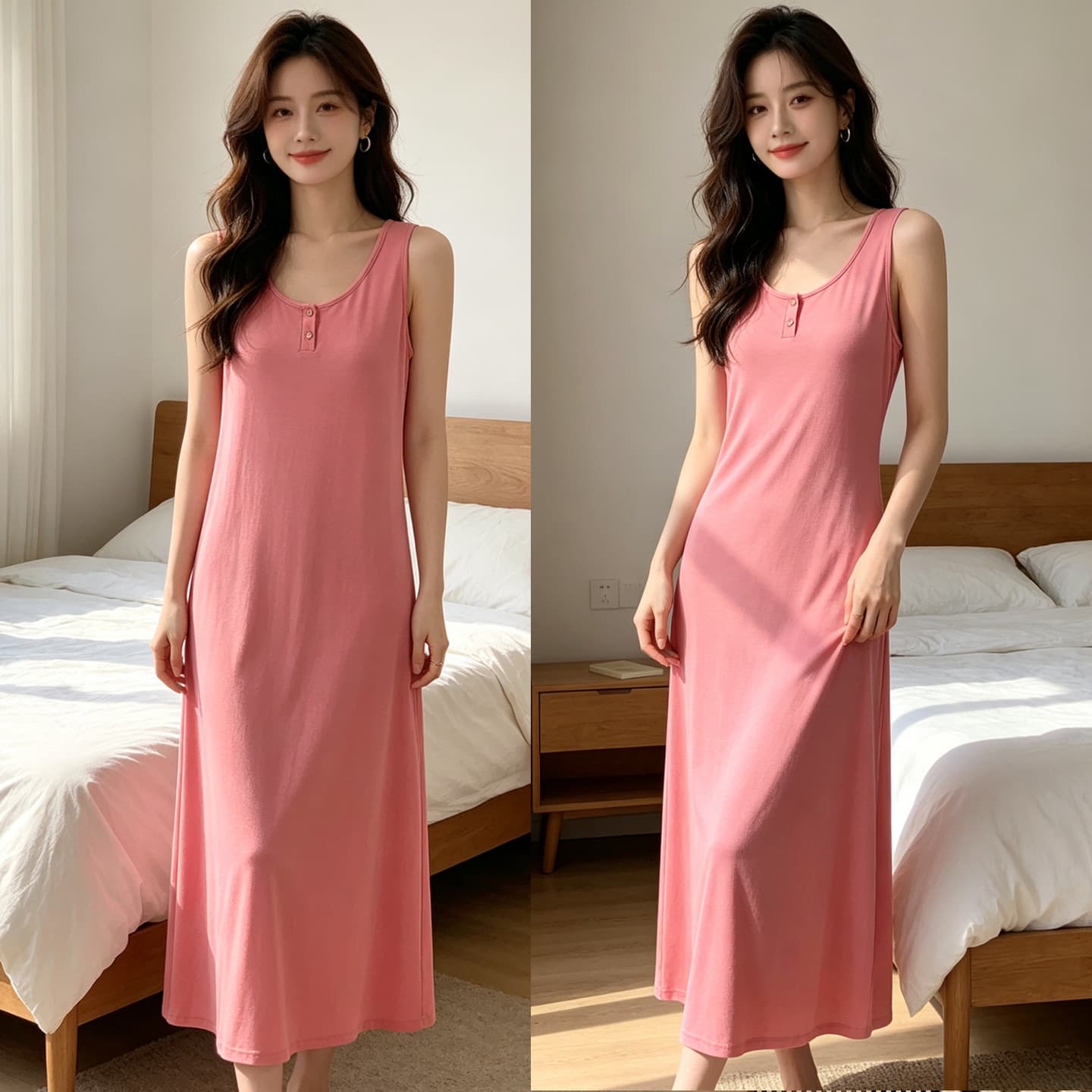 Summer Sleeveless Sleep Dress Tank Dress for Women Thin Cool Comfortable Loose Fitting Versatile Casual Long Home Dress