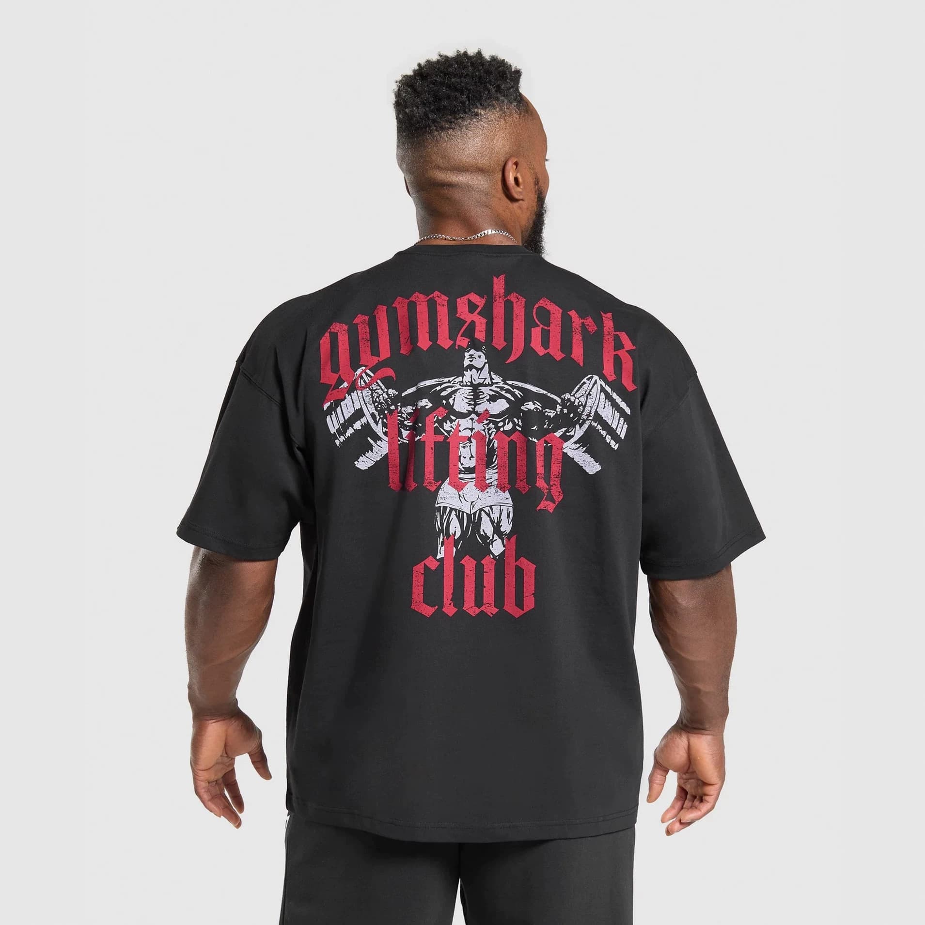 GYMSHARK LIFTING CLUB Men's Oversized T-Shirt Jogging Workout Gym Cotton Loose Casual Short Sleeve