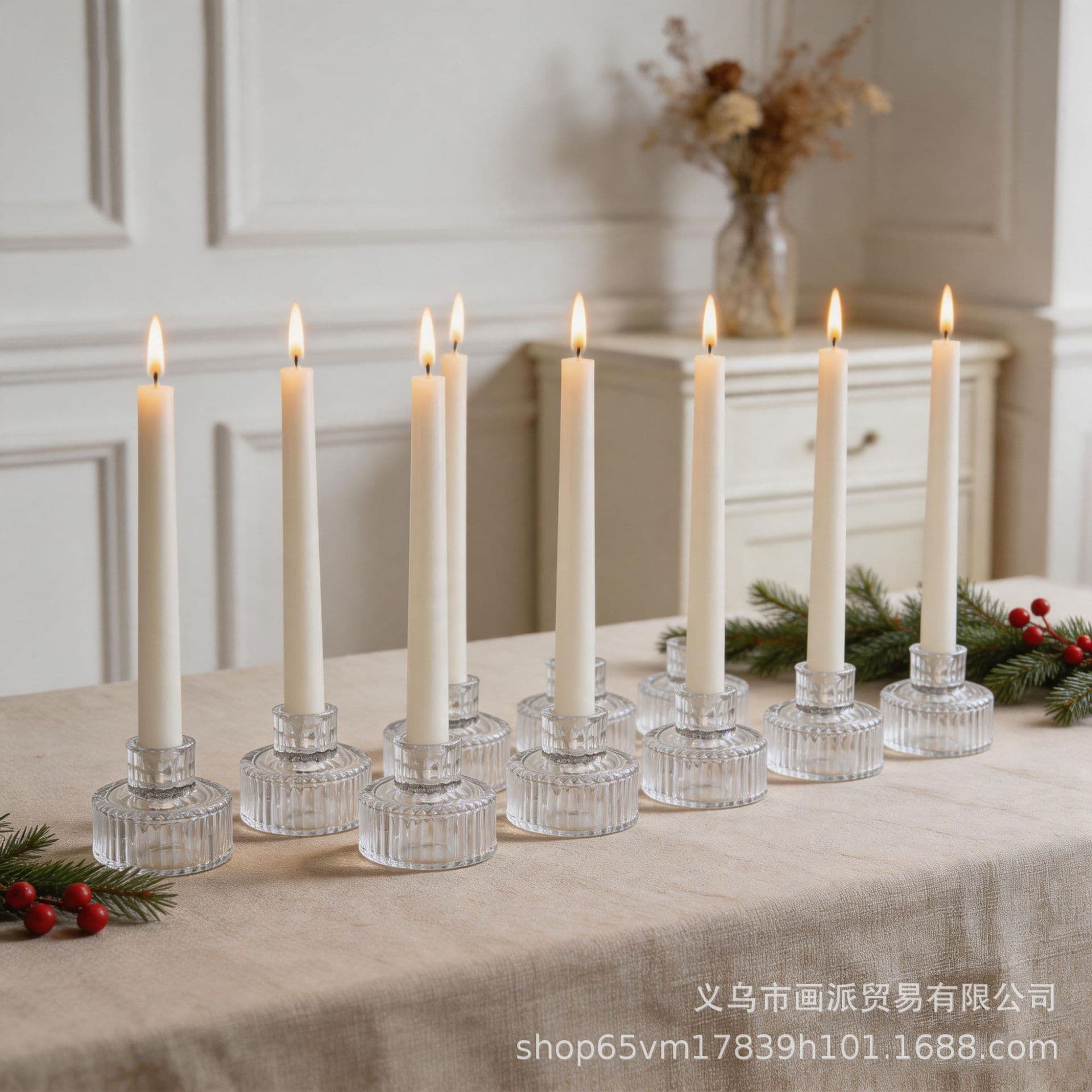 Nordic vertical striped retro glass candle holder European creative romantic candle holder romantic restaurant tabletop decoration ornaments