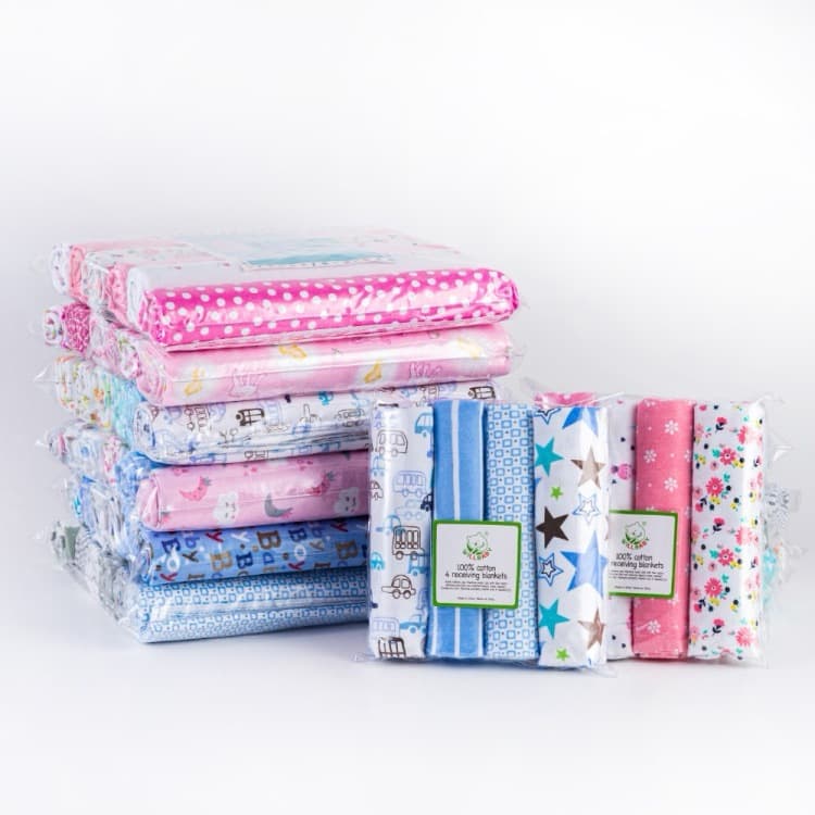 Cross-border 75*75 Baby Products Baby Fitted Sheet Flannel Swaddle Blanket Soft 4-Pack Wrap Baby Sleeping Bag