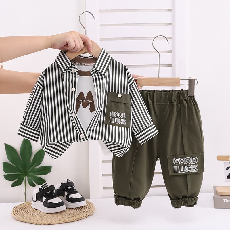 Kids' Autumn Outfit Set 2025 New Style, Boys and Girls Spring/Fall Jacket Long Sporty Three-Piece Set