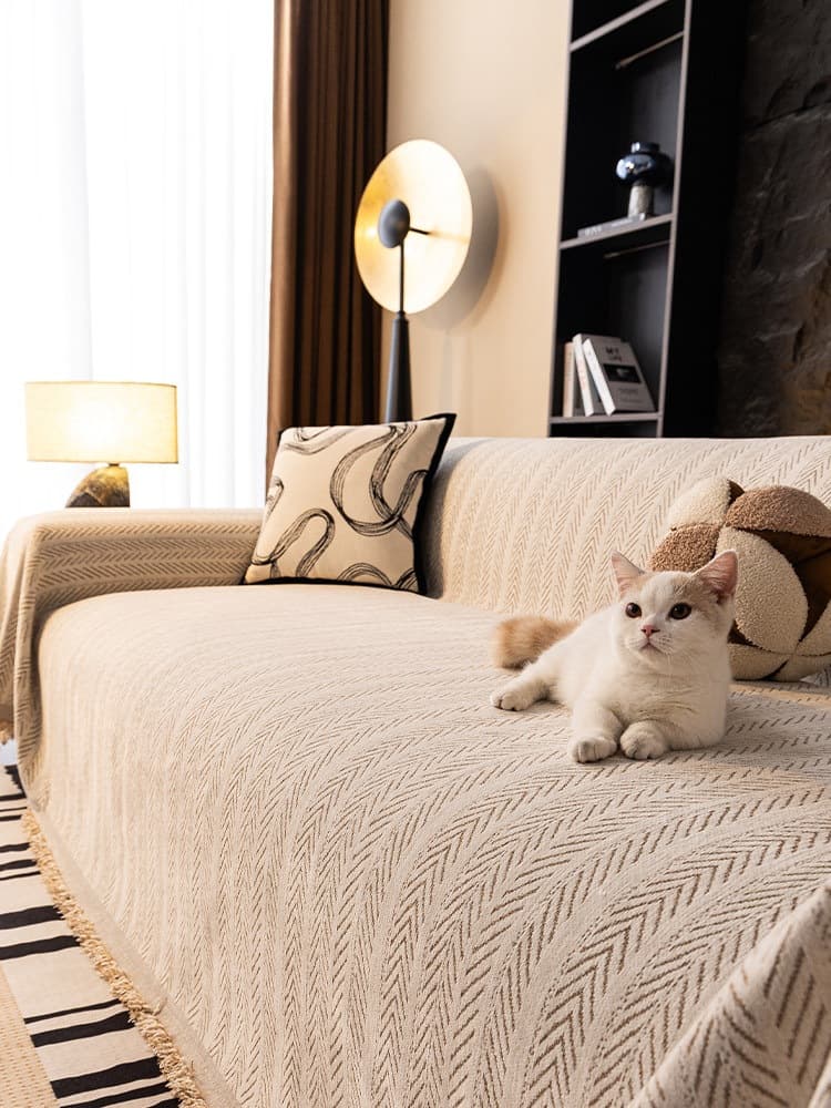 2025 New Herringbone Chenille Sofa Throw Blanket Sofa Cover All-Season Universal Fully Wrapped Seat Cushion Cover Protector Throw F^