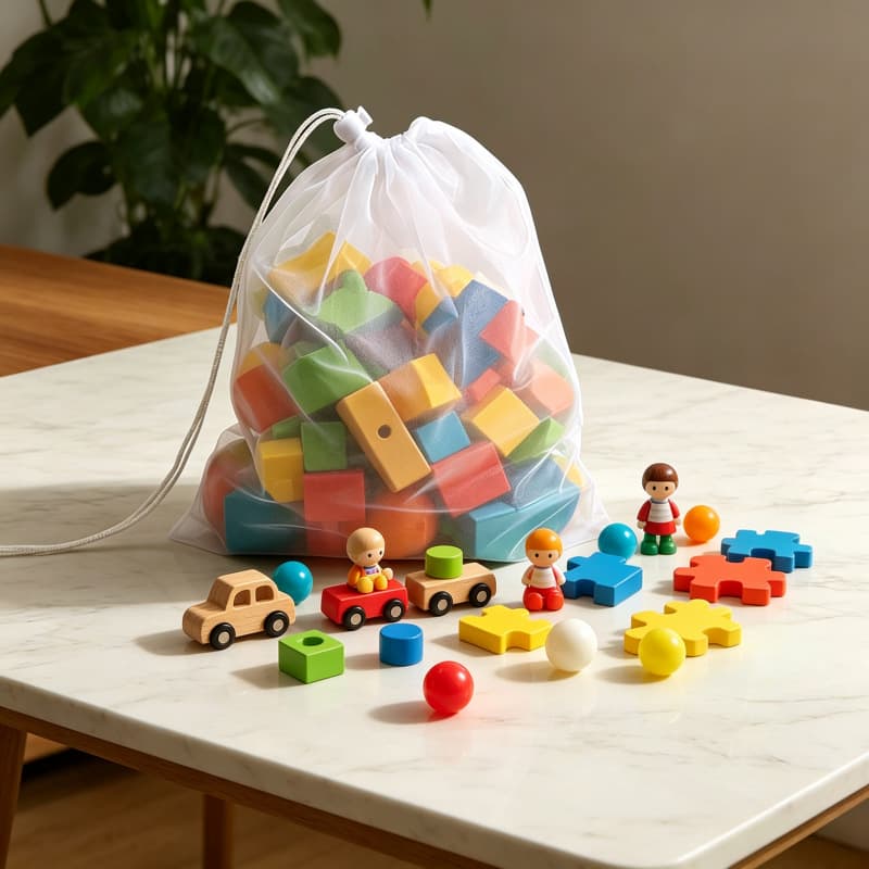 Building block storage large capacity debris organization mesh bag toy storage bag transparent drawstring children's toys debris storage