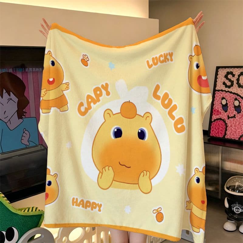 Capybara Cute Lulu Fleece Blanket Air Conditioning Blanket Summer Afternoon Nap Blanket Healing Soft Plush Women's Birthday Gift