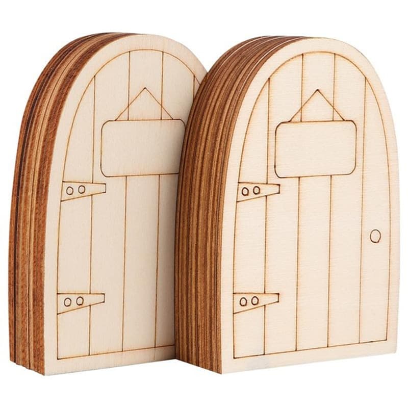 Wooden Fairy Door Wooden Elf Door Creative Decoration DIY Door and Window Wood Chips