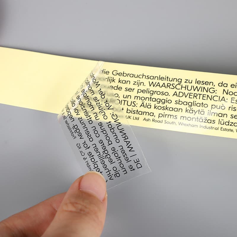 Custom Black Text Transparent Adhesive Label PVC Waterproof Sticker Instruction Label Haiyan Factory Customization