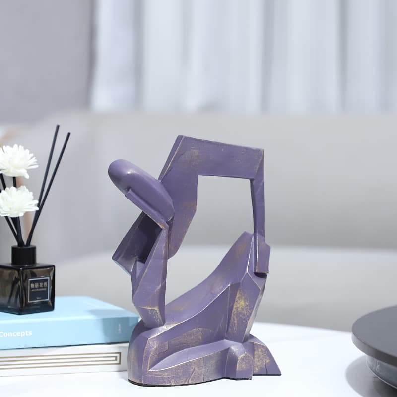 Nordic Minimalist Abstract Resin Hollow Thinker Figure Decorative Ornament for Living Room, Study, Hotel Home Decor