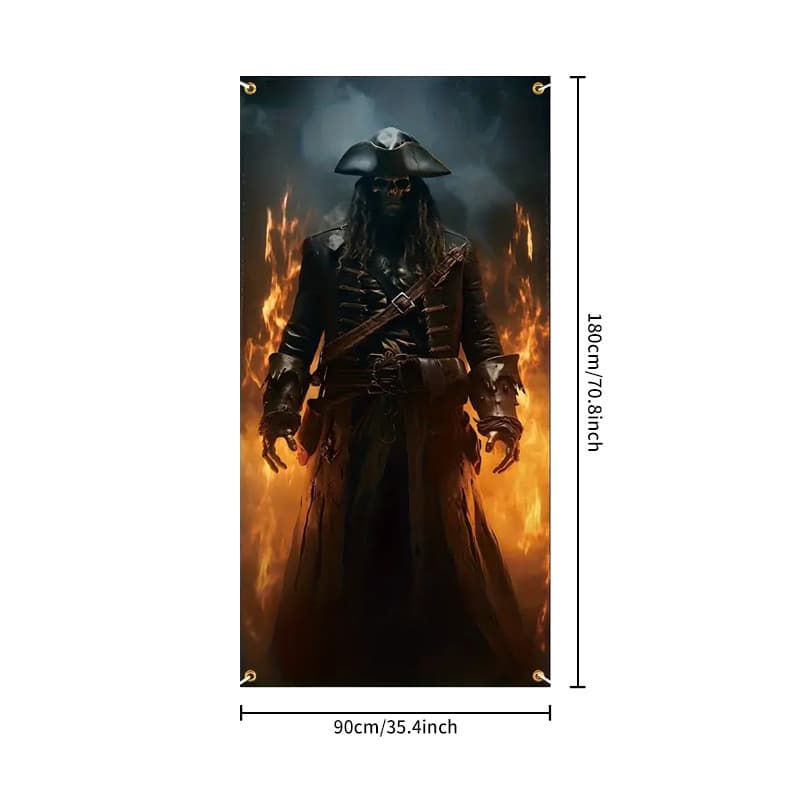 Cross-border Halloween Witch Door Curtain Background Decoration Banner Halloween Horror Style Atmosphere Hanging Flag Skull Door Cover