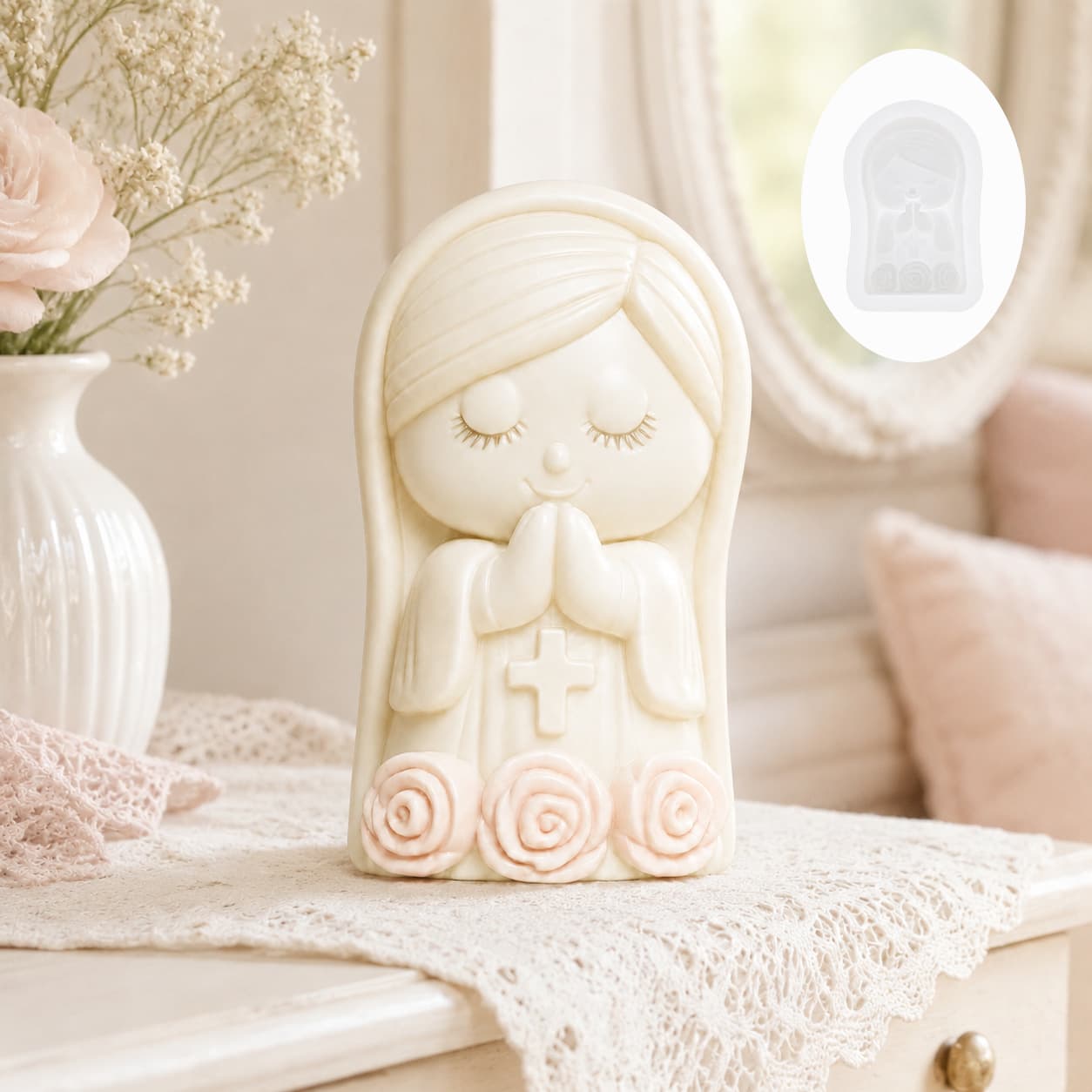 Praying Girl Silicone Mold DIY Candle Mold Plaster Ornament Mold Healing Girl Handmade Mold