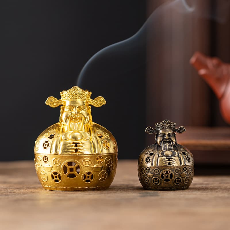Cross-Border Hot Selling Fortune God Incense Burner Creative Ingot Burner Sandalwood Burner Fortune God Attracting Wealth Small Auspicious Cloud Aromatherapy Burner Ornament