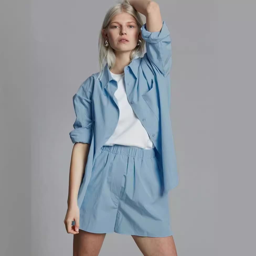 ART Frankie Shop Designer Niche New European, American, British, and Sophisticated Style Silhouette Shirt Two-Piece Set