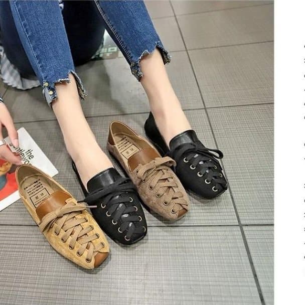 Trendy Women's Loafers Spring Summer New Style Flat Korean Versatile Student Lace-up Leather Shoes Fashion