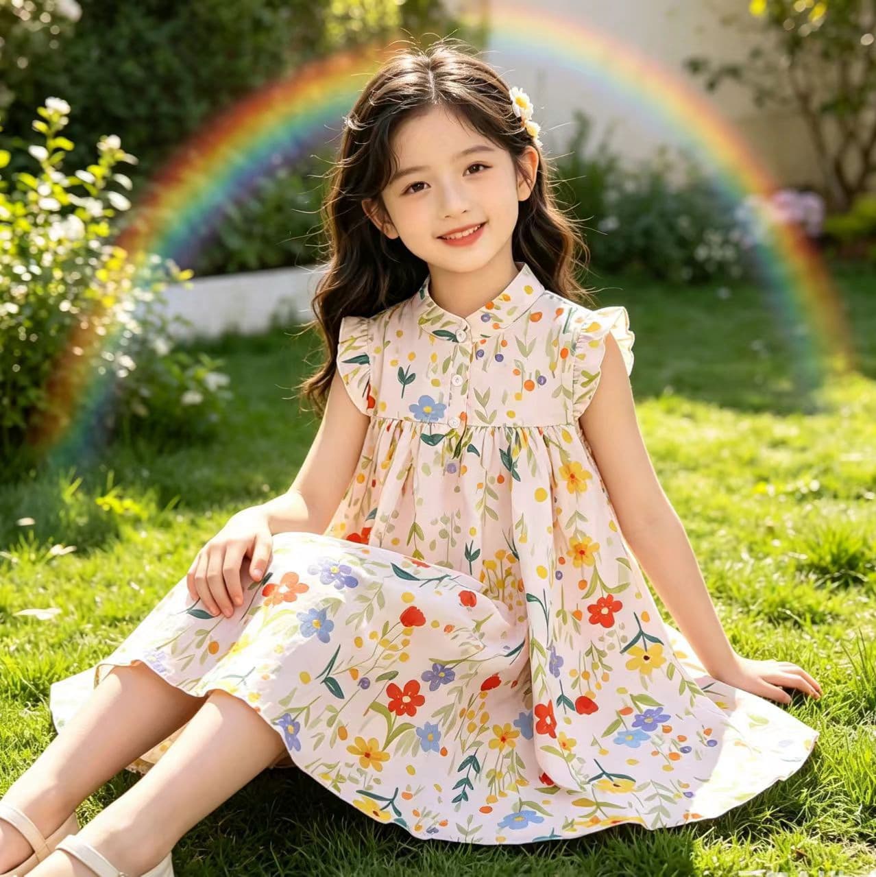 Girls' Oil Painting Dress Summer New Style Sleeveless Dress Children's Vest Dress Princess Dress Print