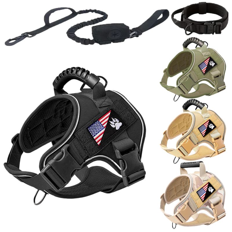 Cross-border Hot Selling Pet Tactical Anti-Pull Harness, Pet Travel Set, Pet Leash, Pet Collar
