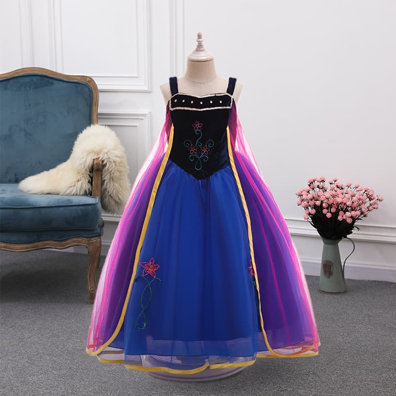 Anna Princess Off-Shoulder Dress Children's Gown Export Kids Clothing Girl Dress