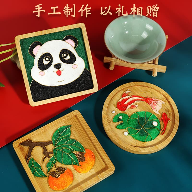 Enamel Coaster Handmade Activity DIY Material Kit Cloisonné Craft Gift for School Events and Salons