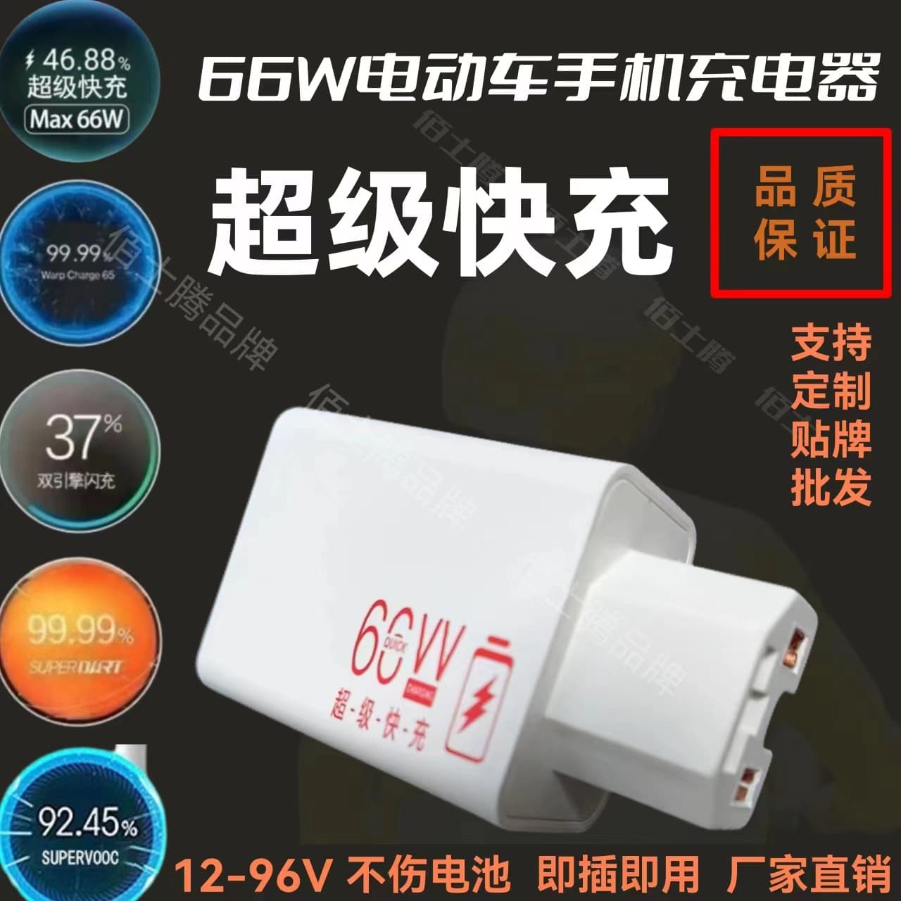 Electric Vehicle Phone Charger 12-100V Universal Smart Fast Charger for Heated Gloves, Insoles, and Electronic Scales