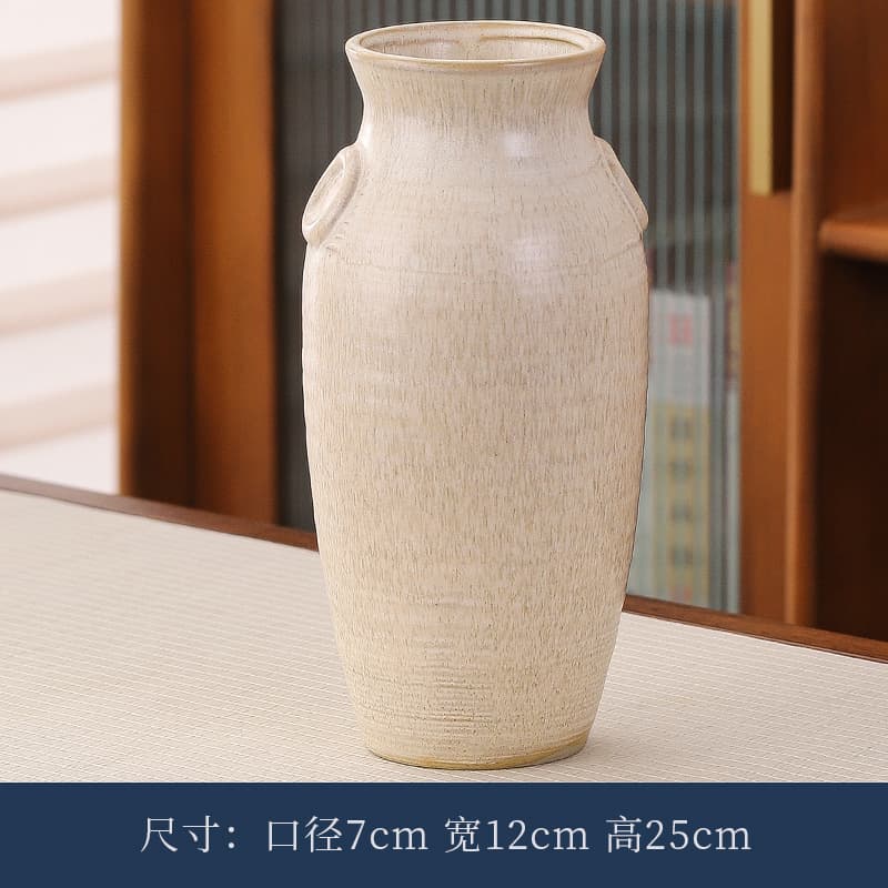 Wholesale 2-Piece Large-Mouth Ceramic Flower Vase, Unglazed Pottery Hydroponic Vase, Rustic Vintage B&B New Chinese Style Minimalist