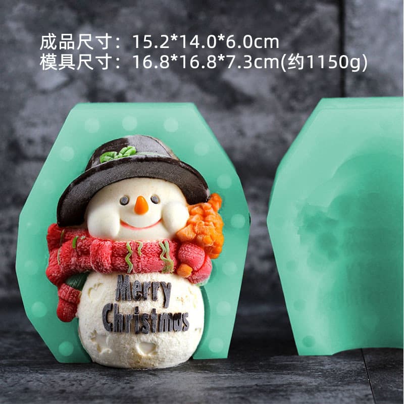 3D Large Christmas Snowman Silicone DIY Baking Handmade Mousse Chocolate Cake Decoration Candle Mold